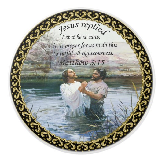 Jezus Christus Baptisme afbeelding twee Keramische Knop (Voorkant)