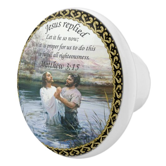 Jezus Christus Baptisme afbeelding twee Keramische Knop (Rechts)