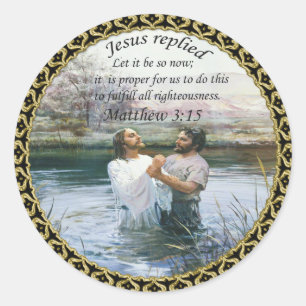 Jezus Christus Baptisme afbeelding twee Ronde Sticker