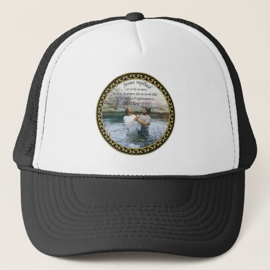 Jezus Christus Baptisme afbeelding twee Trucker Pet (Voorkant)
