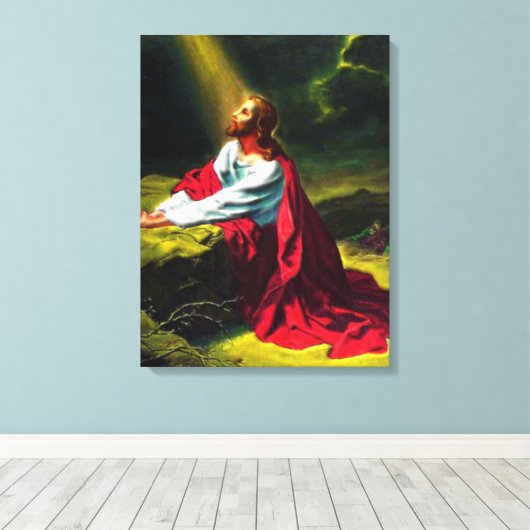 Jezus Christus bidt in de tuin van Gethsemane Canvas Afdruk (Insitu (Houten vloer))
