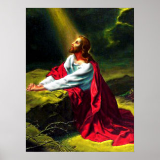 Jezus Christus bidt in de tuin van Gethsemane Poster