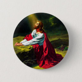 Jezus Christus bidt in de tuin van Gethsemane Ronde Button 5,7 Cm