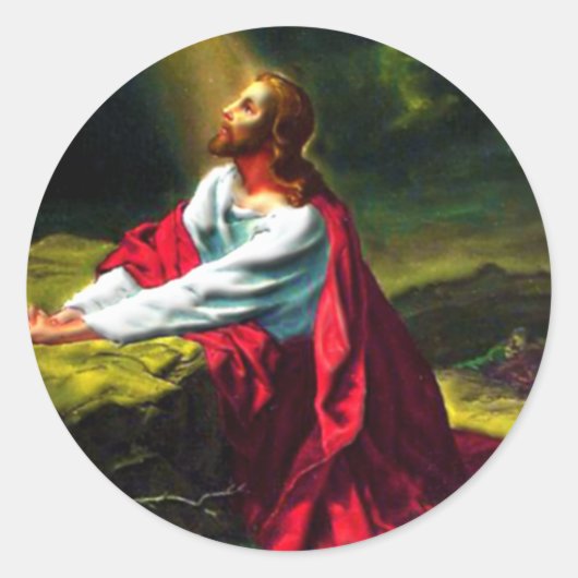 Jezus Christus bidt in de tuin van Gethsemane Ronde Sticker (Voorkant)