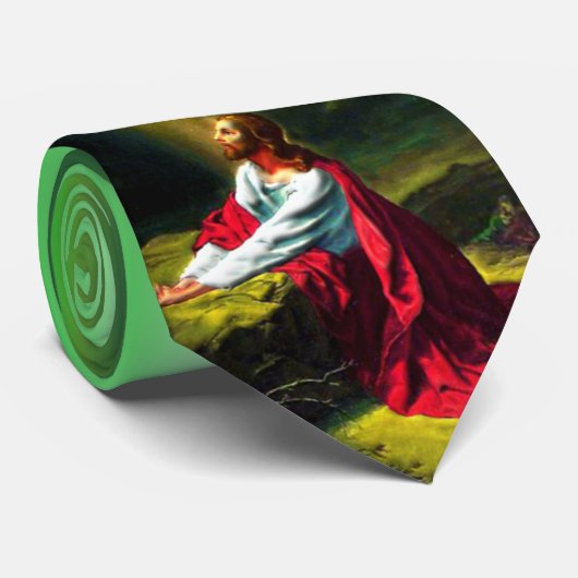 Jezus Christus bidt in de tuin van Gethsemane Stropdas (Opgerold)