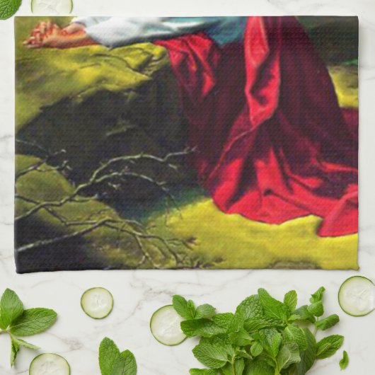 Jezus Christus bidt in de tuin van Gethsemane Theedoek (Gevouwen)