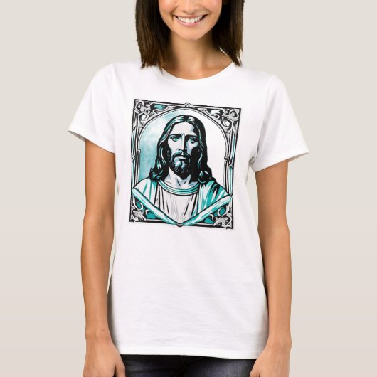 Jezus Christus Blauwgroen Pasen Pasen Kerstcadeau T-shirt (Voorkant)