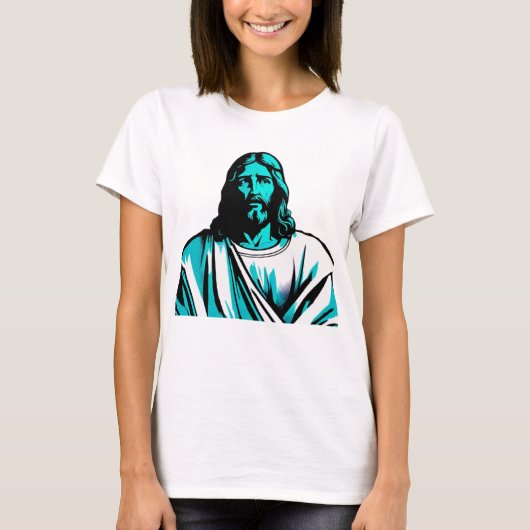 Jezus Christus Blauwgroen Pasen Pasen Kerstcadeau T-shirt (Voorkant)