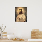 Jezus Christus Blessing door Hofmann Poster (Keuken)