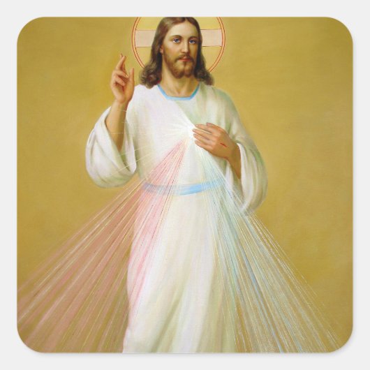 Jezus Christus Blessing Religieuze Christelijke ga Vierkante Sticker (Voorkant)