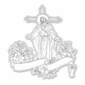 Jezus Christus bloemen scroll kunst kleurplaat Sticker (Voorkant)