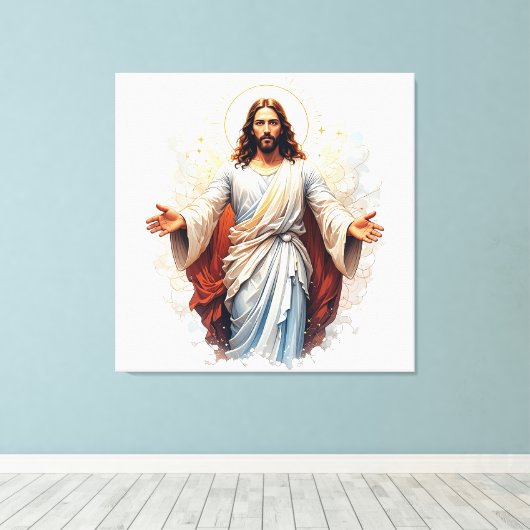Jezus Christus canvas. Canvas Afdruk (Insitu (Houten vloer))