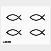 Jezus Christus, Christelijk vissymbool Ovale Sticker (Vel)