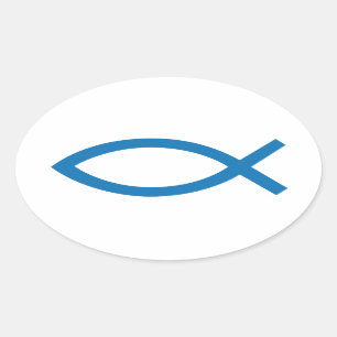 Jezus Christus, Christelijk vissymbool voor t-shir Ovale Sticker