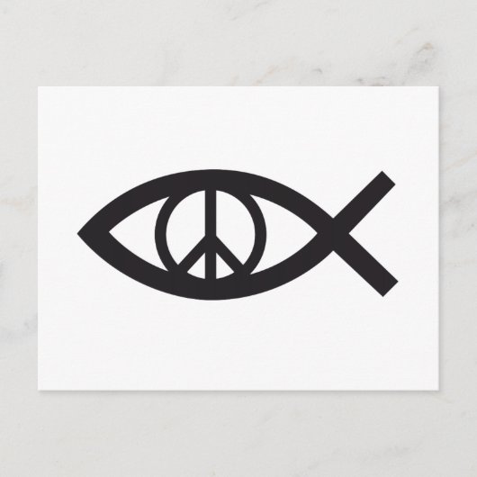 Jezus Christus, Christelijk vissymbool, vredesteke Briefkaart (Voorkant)