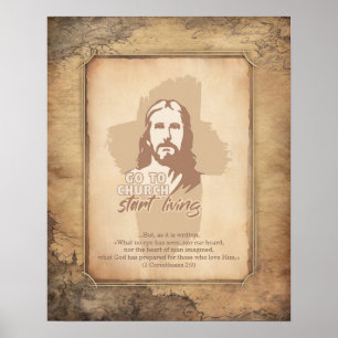 Jezus Christus. Christelijke prediker ouderwets Poster