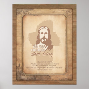 Jezus Christus. Christelijke prediker ouderwets Poster