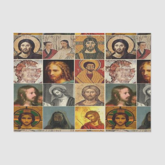 Jezus christus,  collage, antiek, Victoriaans Tissuepapier (Voorkant)