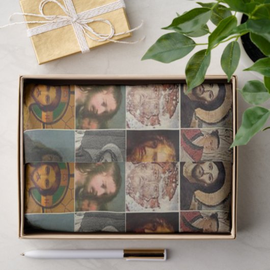 Jezus christus,  collage, antiek, Victoriaans Tissuepapier (Geschenk)
