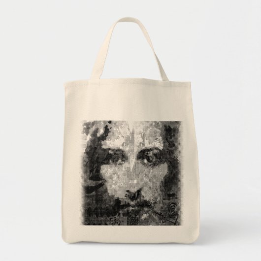 Jezus Christus Collage halftone zwart, jouw ideeën Tote Bag (Voorkant)