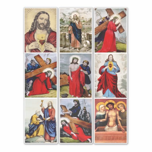 Jezus Christus Collage Kunst Christelijk Religie Sticker (Voorkant)