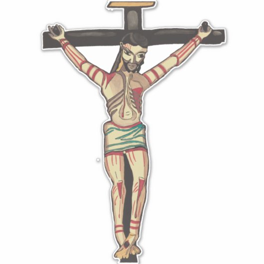 Jezus Christus Cross Crucifixatie Waterverf kunst Sticker (Voorkant)