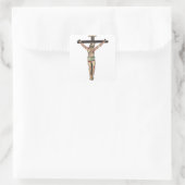 Jezus Christus Cross Crucifixatie Waterverf kunst Vierkante Sticker (Tas)