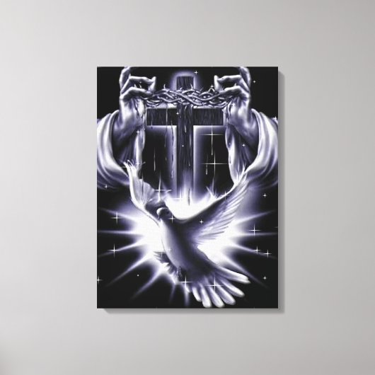 Jezus Christus Crown of Thorns and Dove Canvas Afdruk (Voorkant)