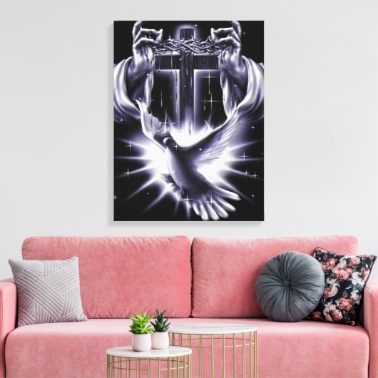 Jezus Christus Crown of Thorns and Dove Canvas Afdruk (Insitu (Woonkamer))