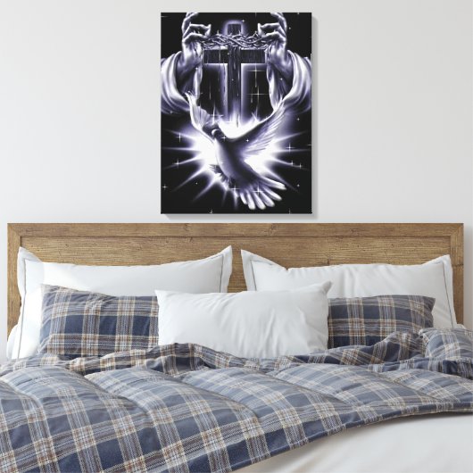 Jezus Christus Crown of Thorns and Dove Canvas Afdruk (Insitu (Slaapkamer))