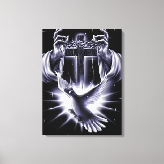 Jezus Christus Crown of Thorns and Dove Canvas Afdruk (Voorkant)