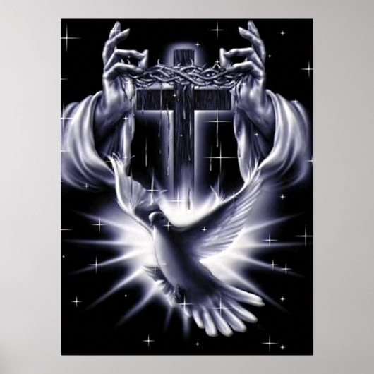 Jezus Christus Crown of Thorns and Dove Poster (Voorkant)
