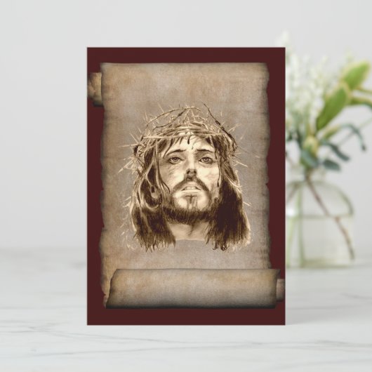 Jezus Christus Crown of Thorns on Scroll (Staand voorkant)