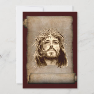Jezus Christus Crown of Thorns on Scroll