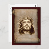 Jezus Christus Crown of Thorns on Scroll Briefkaart (Voorkant / Achterkant)