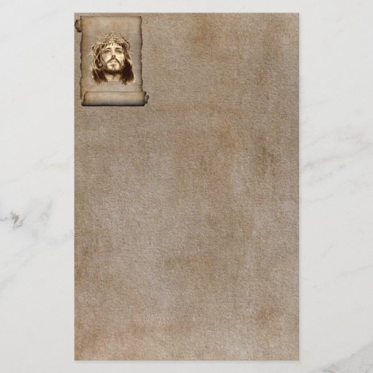 Jezus Christus Crown of Thorns on Scroll Briefpapier (Voorkant)