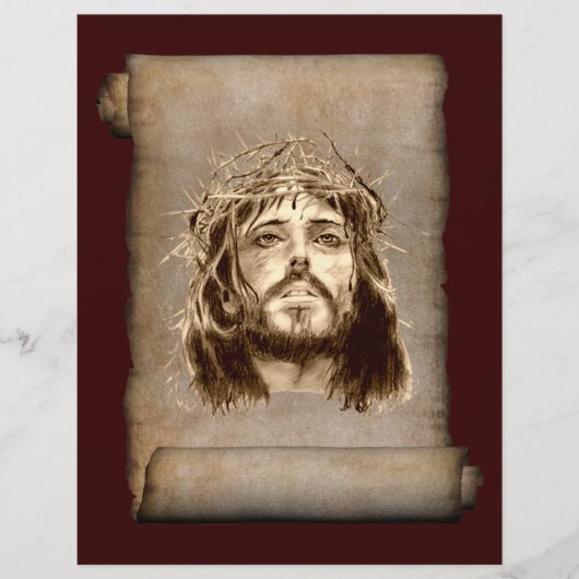 Jezus Christus Crown of Thorns on Scroll Flyer (Voorkant)