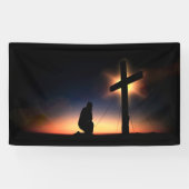 Jezus Christus Crucifixion Cross Spandoek (Horizontaal)