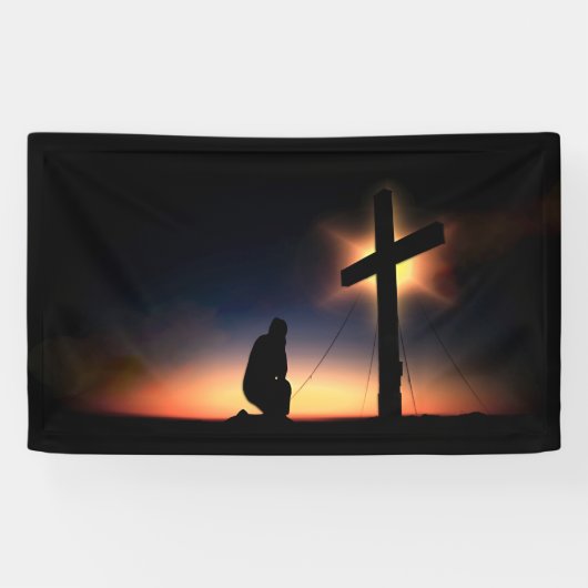 Jezus Christus Crucifixion Cross Spandoek (Horizontaal)