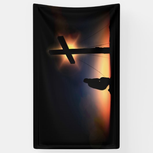 Jezus Christus Crucifixion Cross Spandoek (Verticaal)