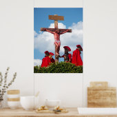 Jezus Christus Crucifixion Kruis Christelijk Poste Poster (Keuken)