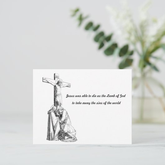 Jezus Christus Crucifixion kruislammeren van god Briefkaart (Staand voorkant)