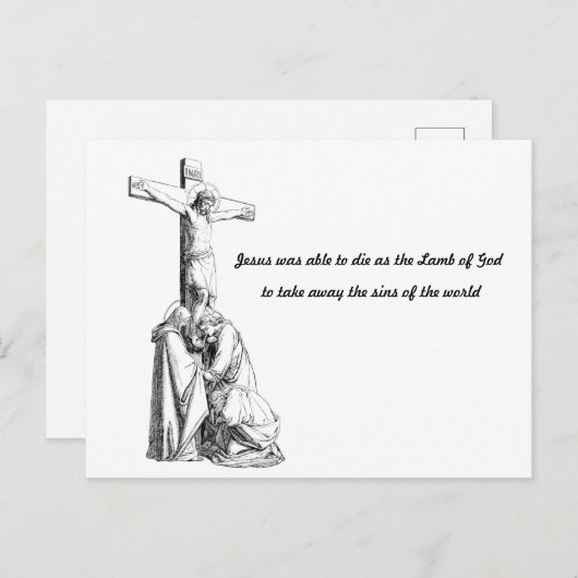 Jezus Christus Crucifixion kruislammeren van god Briefkaart (Voorkant / Achterkant)