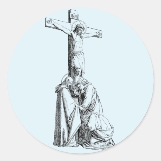 Jezus Christus Crucifixion, kunst van illustratie Ronde Sticker (Voorkant)