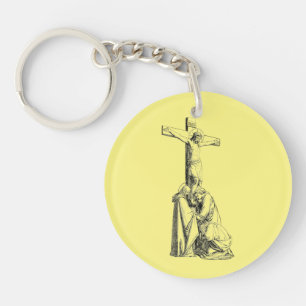 Jezus Christus Crucifixion, kunst van illustratie Sleutelhanger