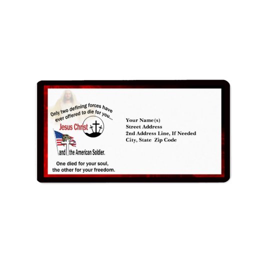 Jezus Christus & de Amerikaanse Soldaat Aangepast Etiket (Voorkant)