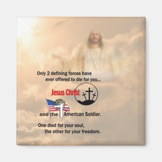 Jezus Christus & de Amerikaanse soldaat Magneet (Voorkant)