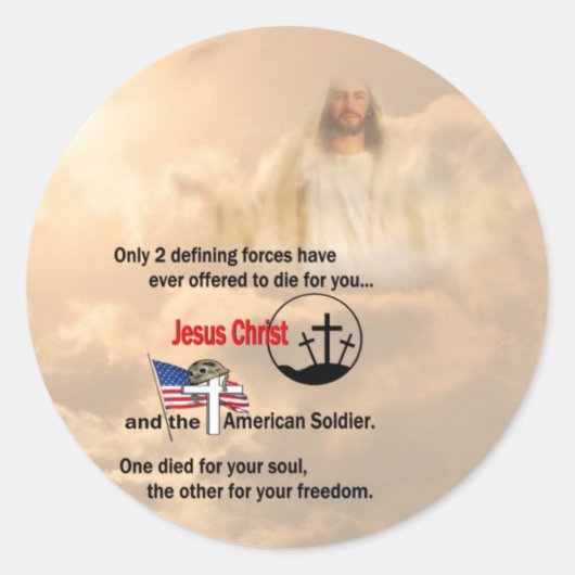 Jezus Christus & de Amerikaanse soldaat Ronde Sticker (Voorkant)
