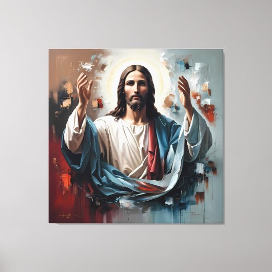 Jezus Christus: de eeuwige omhelzing van het licht Canvas Afdruk (Voorkant)
