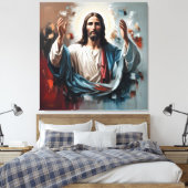 Jezus Christus: de eeuwige omhelzing van het licht Canvas Afdruk (Insitu (Slaapkamer))